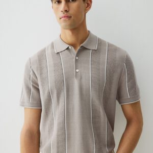 regular fit pointelle knit polo shirt