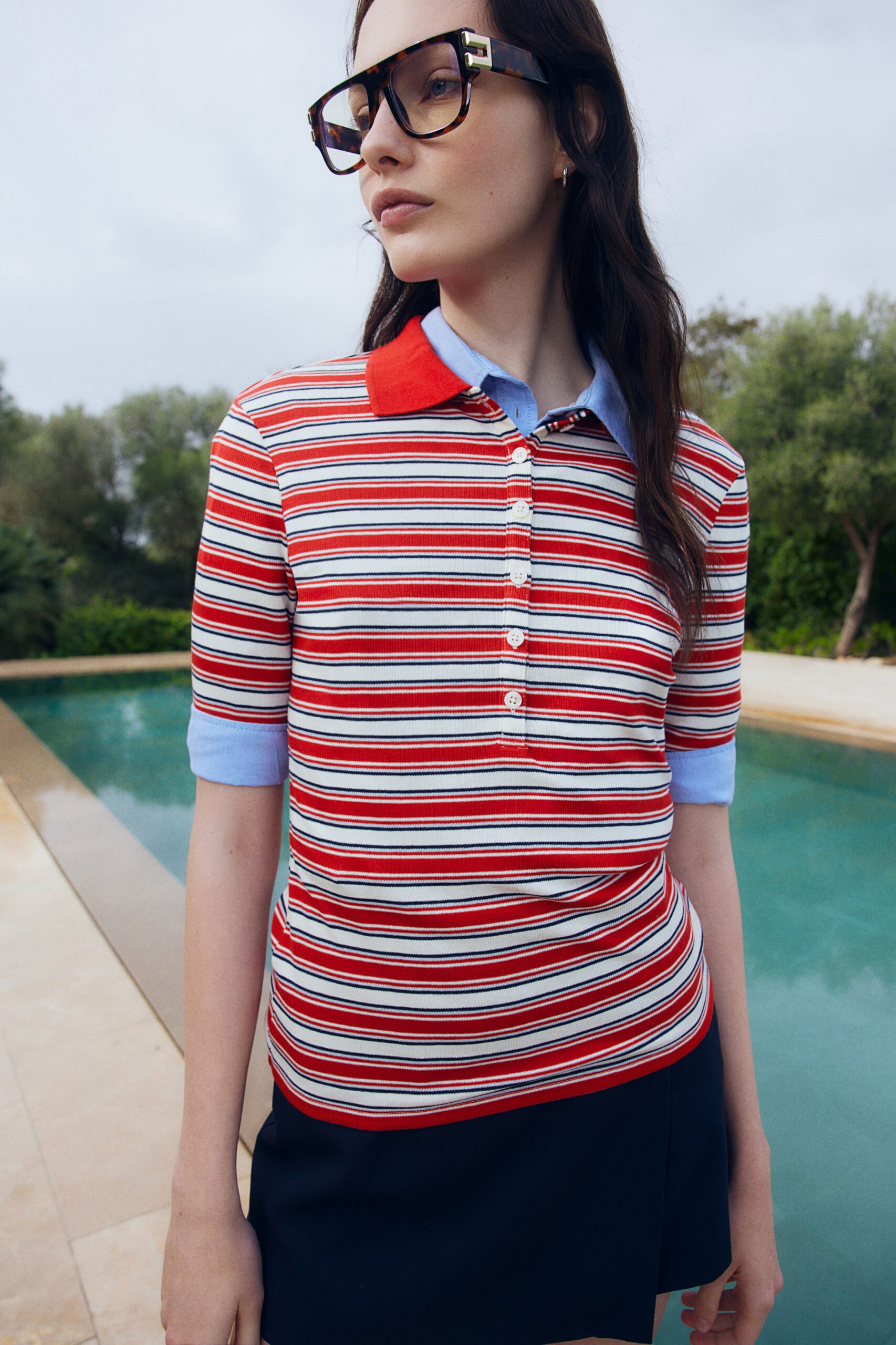 rib polo shirt