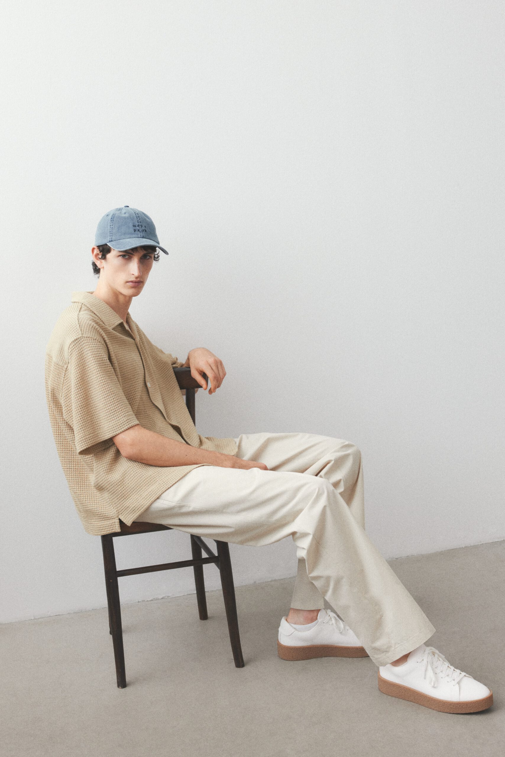 loose fit waffled resort shirt