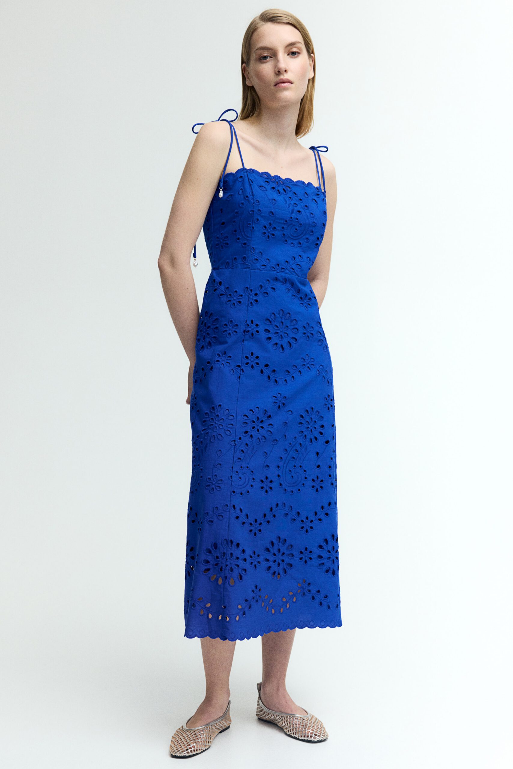 tie strap broderie anglaise dress
